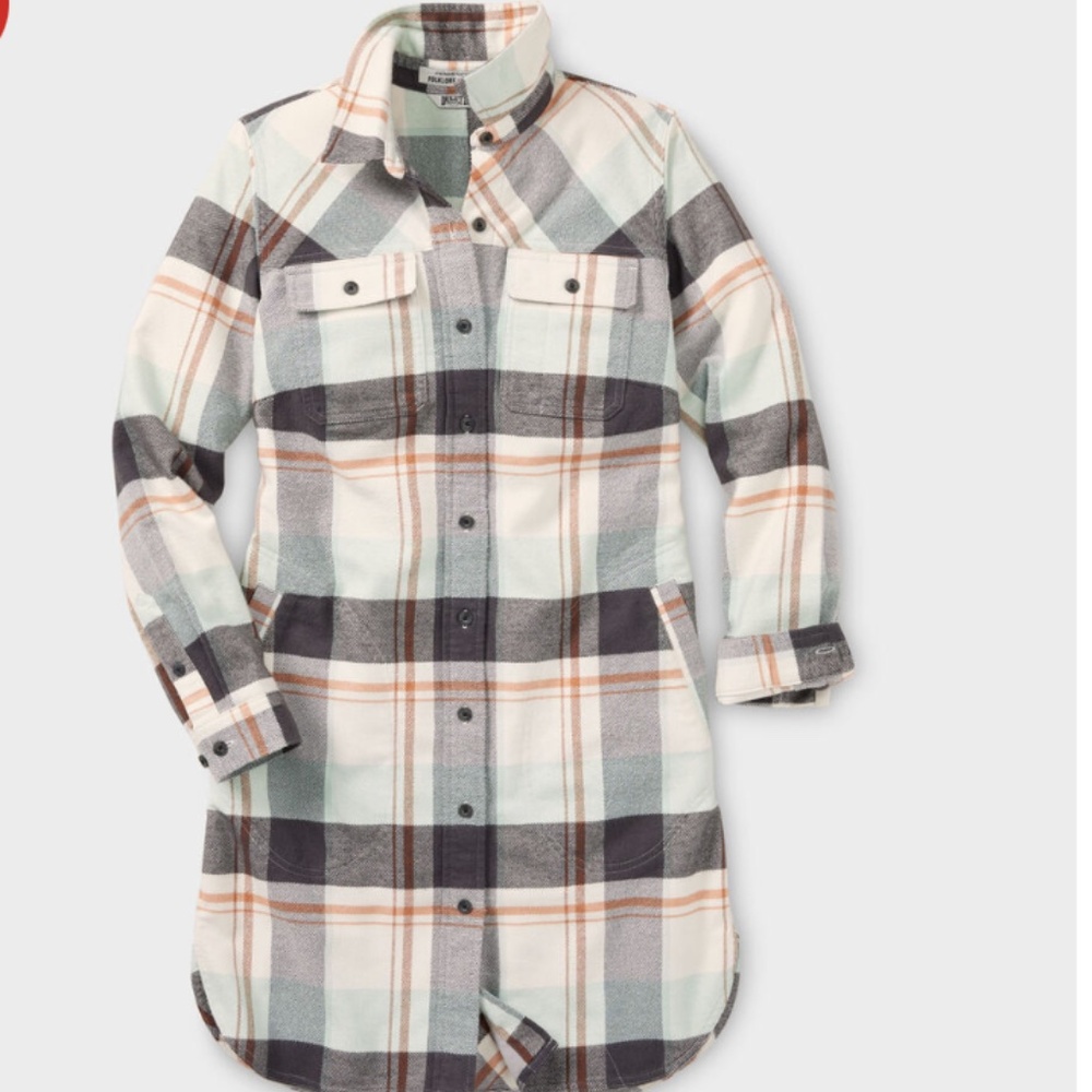 Duluth Trading Post Women's Folklore Flannel Duster Soft Mint Size Medium